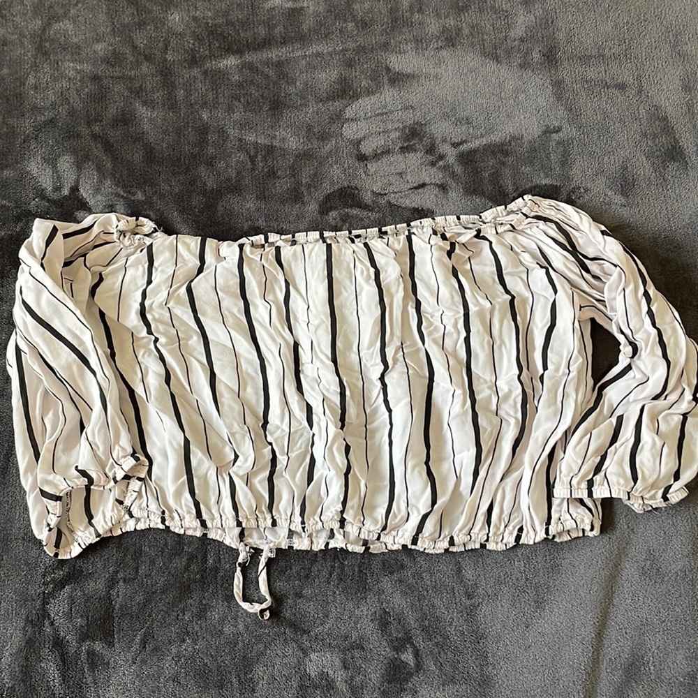 Black and white striped cropped top